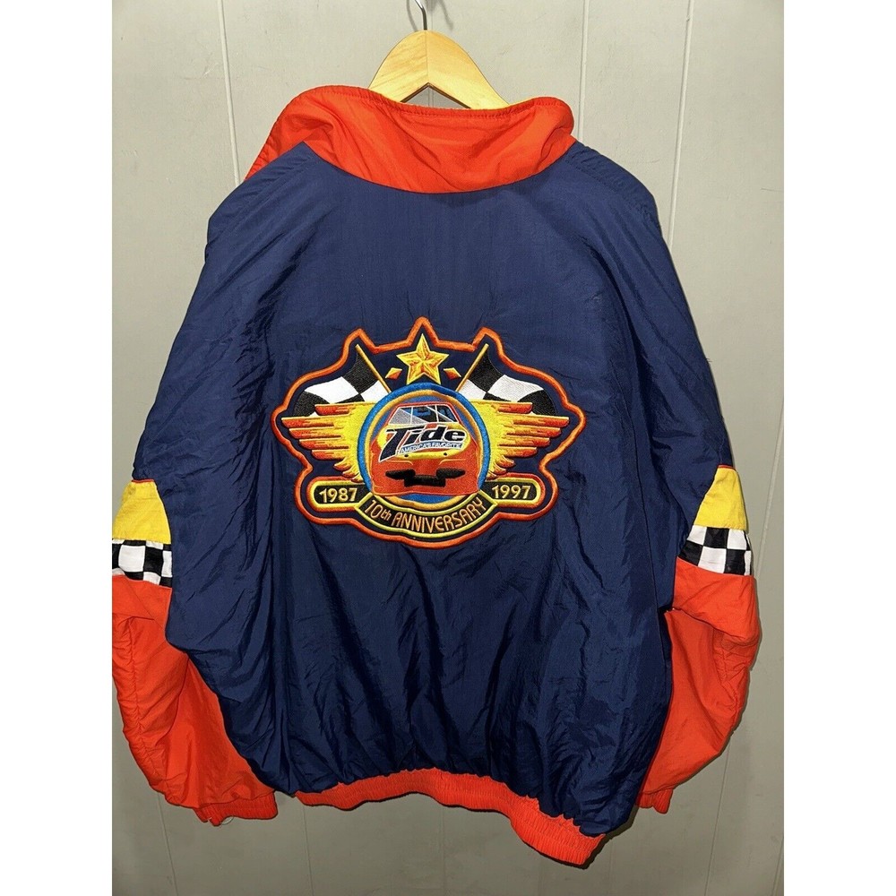 VTG 90s Nascar Tide Team Racing Jacket 10th Anniversary USA Made Sz XXL